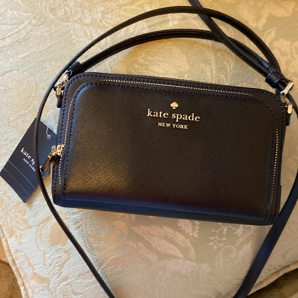 Kate spade Staci zip around mini black leather Crossbody - Picture 2 of 14